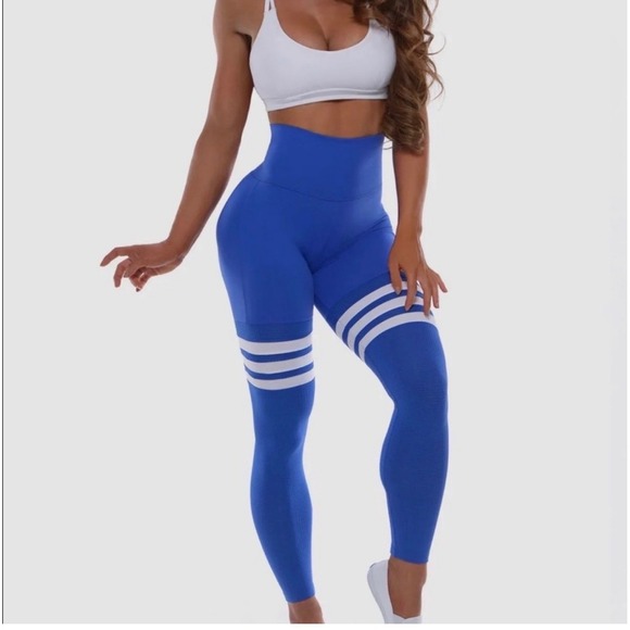 Bombshell Sportswear Pants - Bombshell Sportswear thigh-high sock leggings royal blue S active athletic